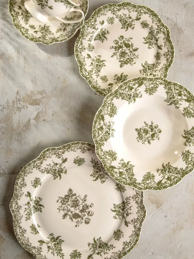 Talerz LOURRY porcelanowy obiadowy zielony 27 cm
