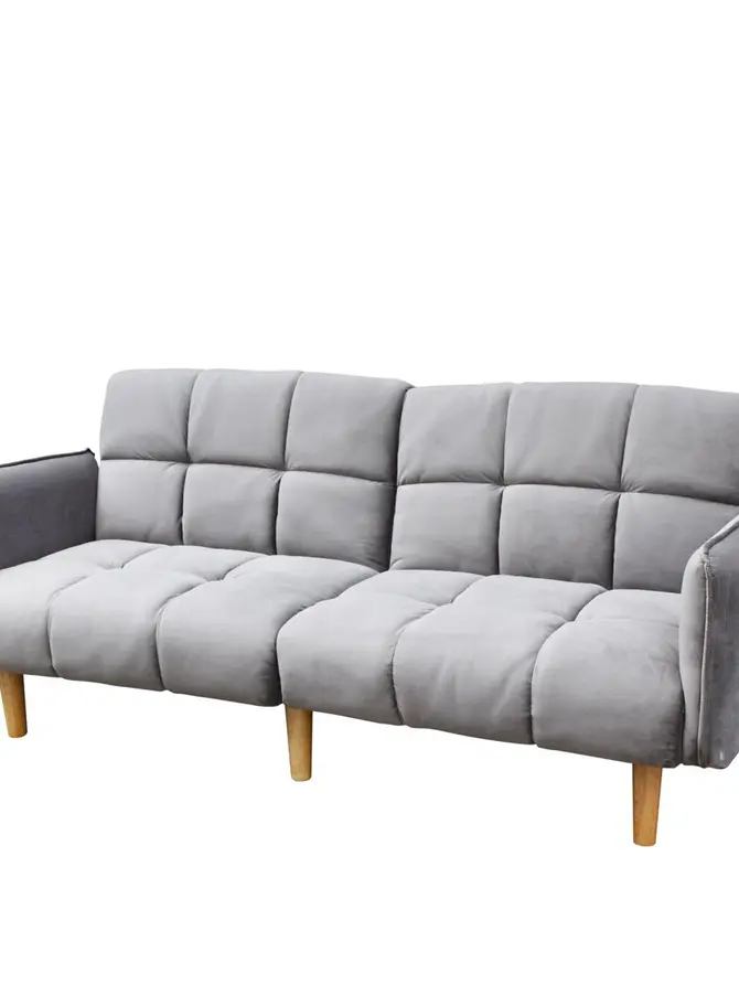 Sofa SONUS 3-osobowa, z funkcją spania, welurowa szara 195x91x83 cm