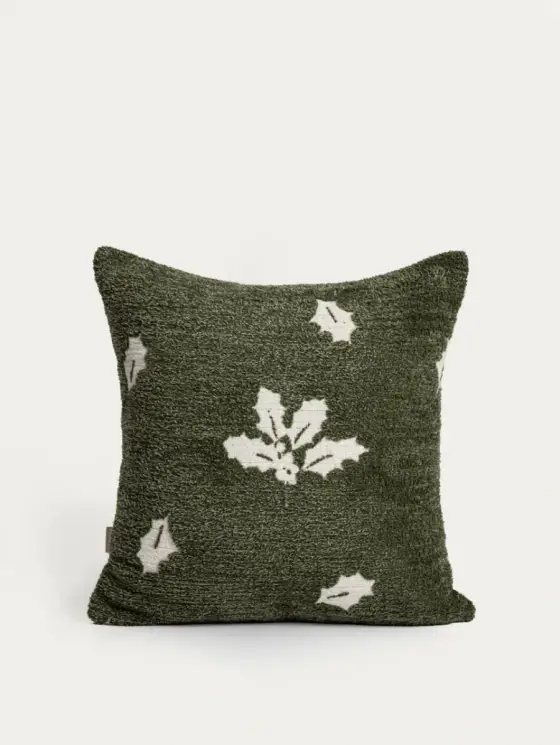 Poszewka CORNELLY zielona w ostrokrzew 45x45 cm