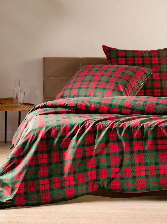 Pościel EC TARTAN bawełniana w kratę 220x200 + 2*70x80 cm