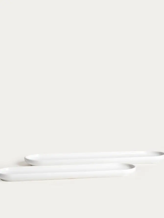 Zestaw półmisków BERGO porcelanowych białych 41x10,5 cm, 36x9 cm 2 szt.