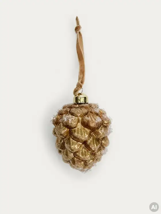 Bombka PINETRA szklana szyszka z efektem zmrożenia 7,5x10 cm