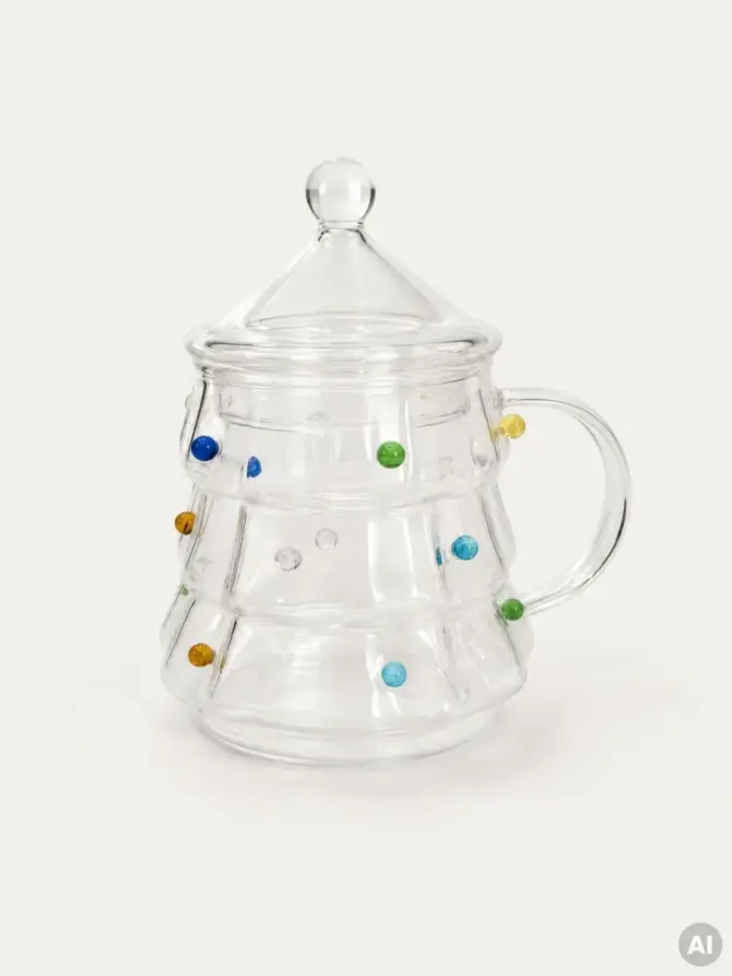Szklanka TWINKLE z pokrywką, w kształcie choinki 360 ml