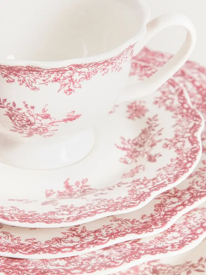 Talerz LOURRY porcelanowy obiadowy czerwony 27 cm