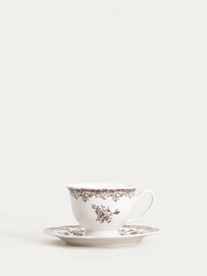 Filiżanka ze spodkiem LOURRY porcelanowa brązowa 0,2 l