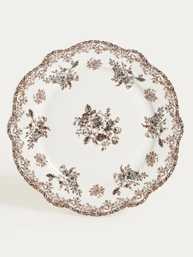 Talerz LOURRY porcelanowy obiadowy brązowy 27 cm