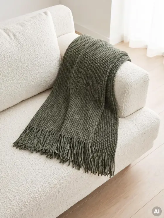 Koc CHENILLE szenilowy khaki 130x170 cm