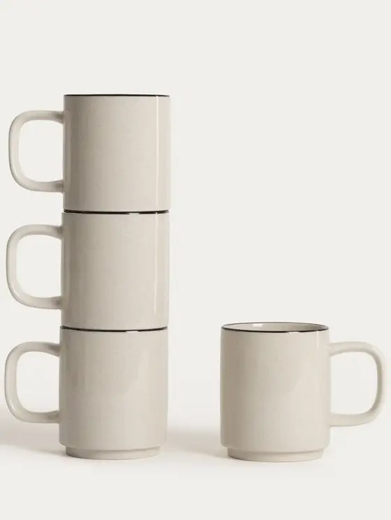 Zestaw kubków AZRA z czarnym rantem 4 szt