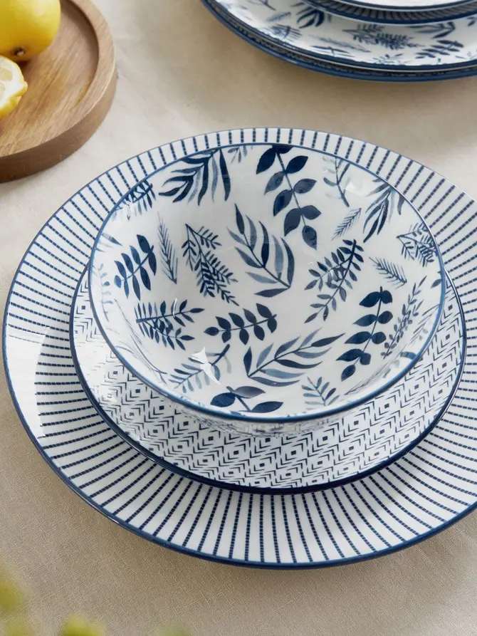 Miska NAVIA granatowa w listki 15 cm
