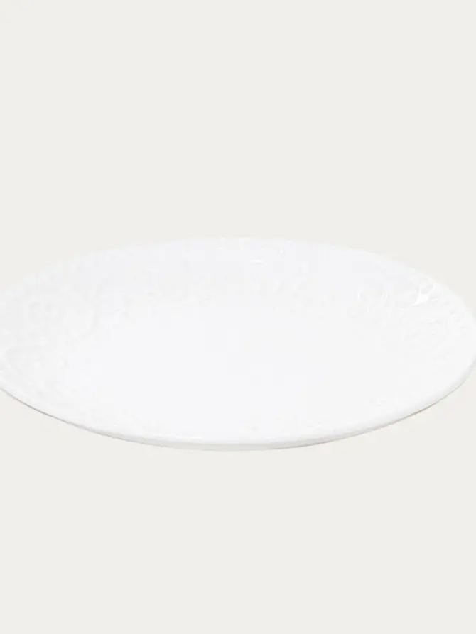 Talerz SYLIA porcelanowy deserowy biały z ornamentem 21 cm