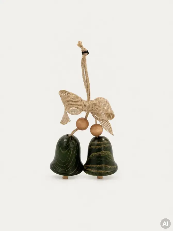 Zawieszka BEELO drewniane dzwonki zielone 9x4,5x6 cm
