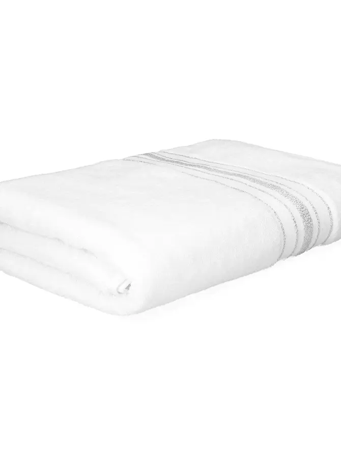 Ręcznik DUKE z paskami lureksowymi biały 70x130 cm