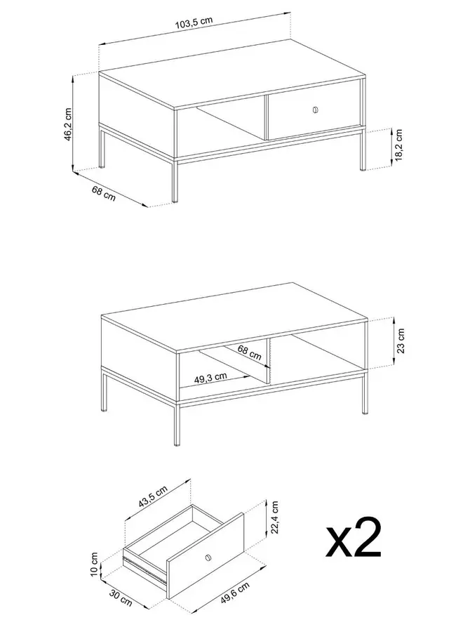 Szafka RTV MONO granatowa 103,5x68x46,2 cm