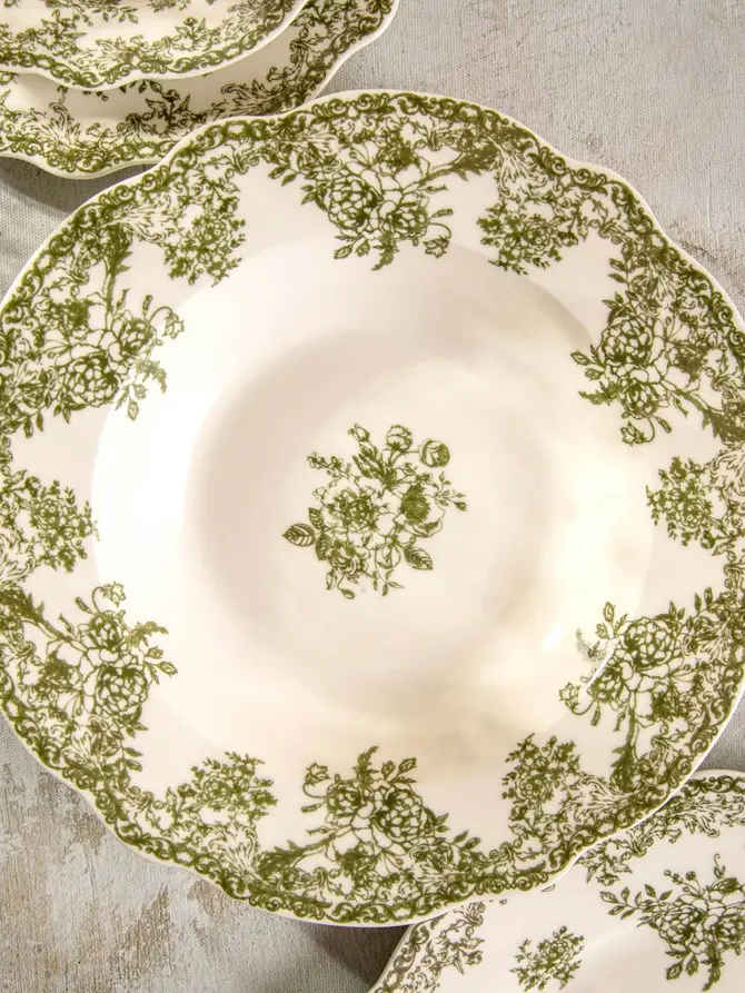 Talerz LOURRY porcelanowy głęboki zielony 22 cm