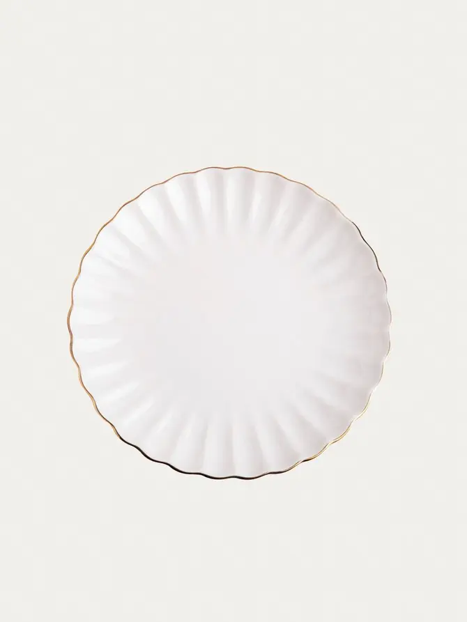 Talerz MELIDA porcelanowy deserowy ze złotą obwódką 20 cm