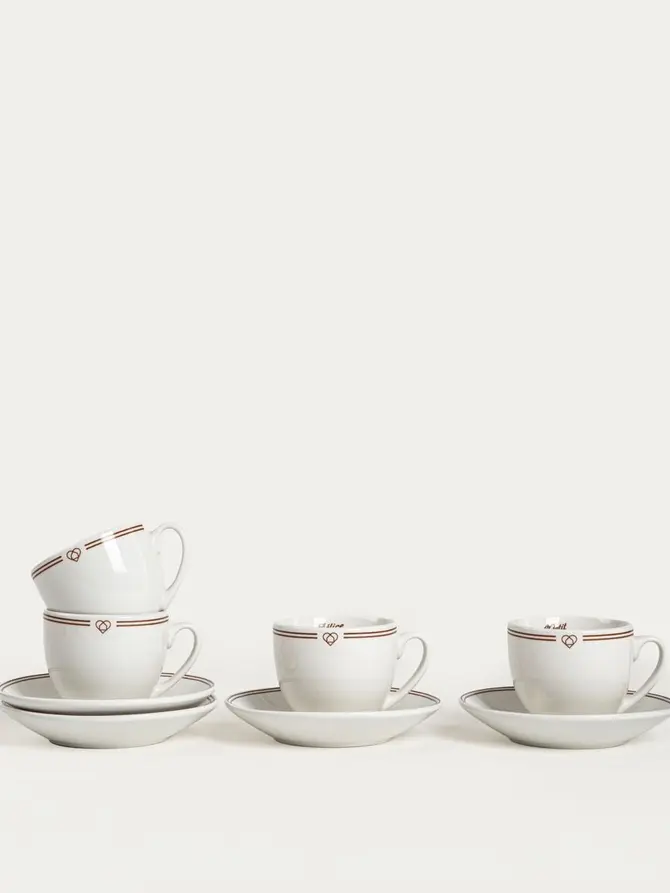 Zestaw filiżanek ze spodkiem PATISSERIE porcelanowych małych, 0,1 l 4 szt.