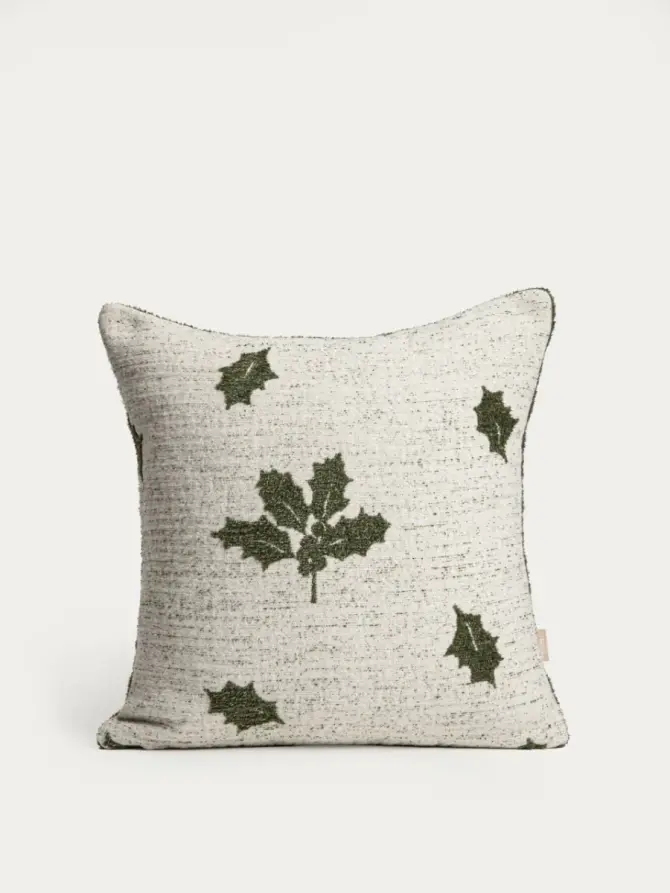 Poszewka CORNELLY zielona w ostrokrzew 45x45 cm