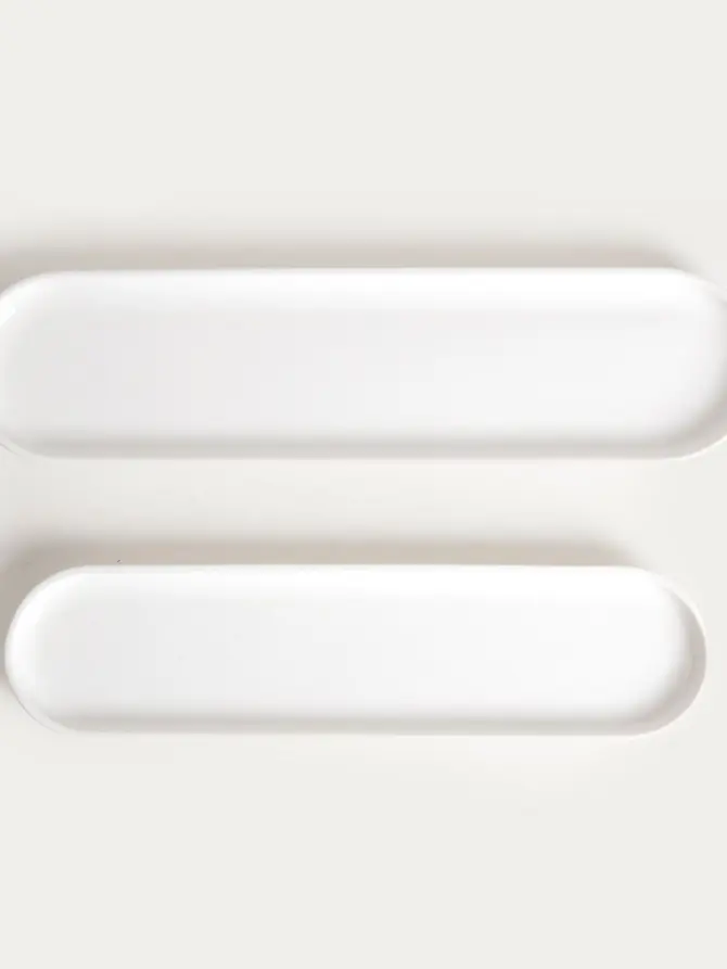 Zestaw półmisków BERGO porcelanowych białych 41x10,5 cm, 36x9 cm 2 szt.