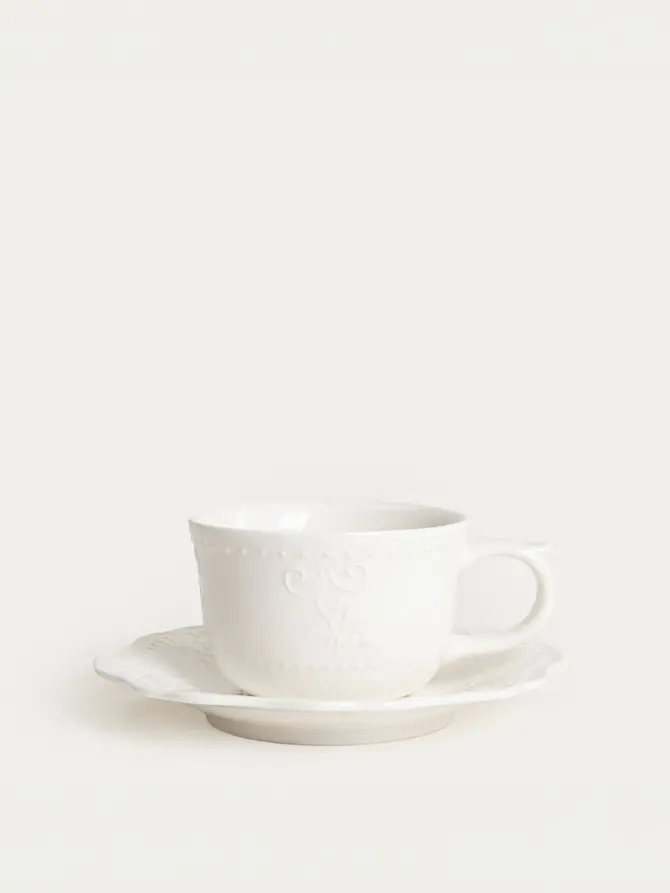 Filiżanka ze spodkiem VISTAL porcelanowa biała 0,2 l
