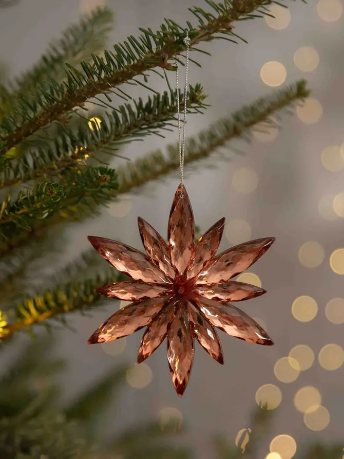 Zawieszka ASTRE różowa śnieżynka 12 cm