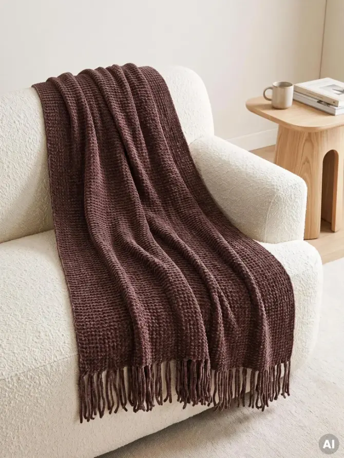 Koc CHENILLE szenilowy czekoladowy 130x170 cm