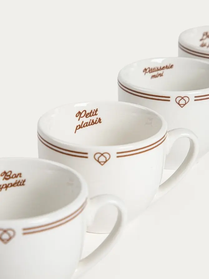 Zestaw filiżanek ze spodkiem PATISSERIE porcelanowych dużych, 0,25 l 4 szt.