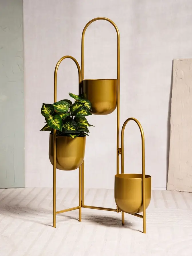 Kwietnik FLOERO metalowy złoty 49x14x80 cm