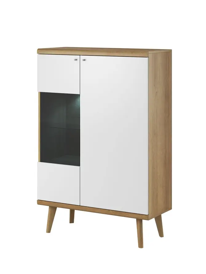 Witryna PRIMO dąb riviera biały 90x40x134 cm