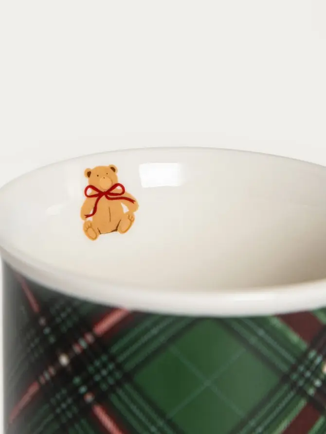 Kubek NALLAR porcelanowy w zieloną kratę 0,16 l