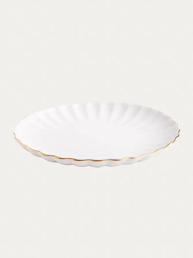 Talerz MELIDA porcelanowy deserowy ze złotą obwódką 20 cm
