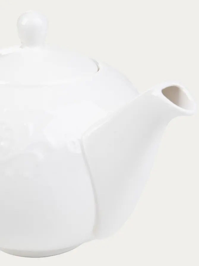 Dzbanek SYLIA porcelanowy biały z ornamentem 1 l