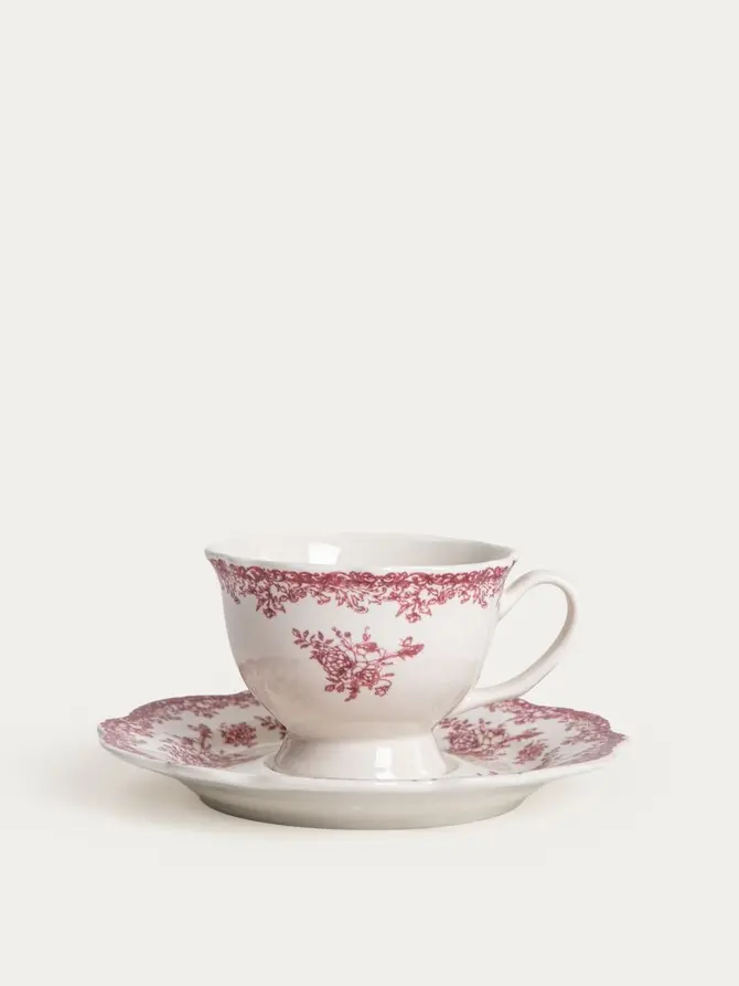 Filiżanka ze spodkiem LOURRY porcelanowa czerwona 0,08 l