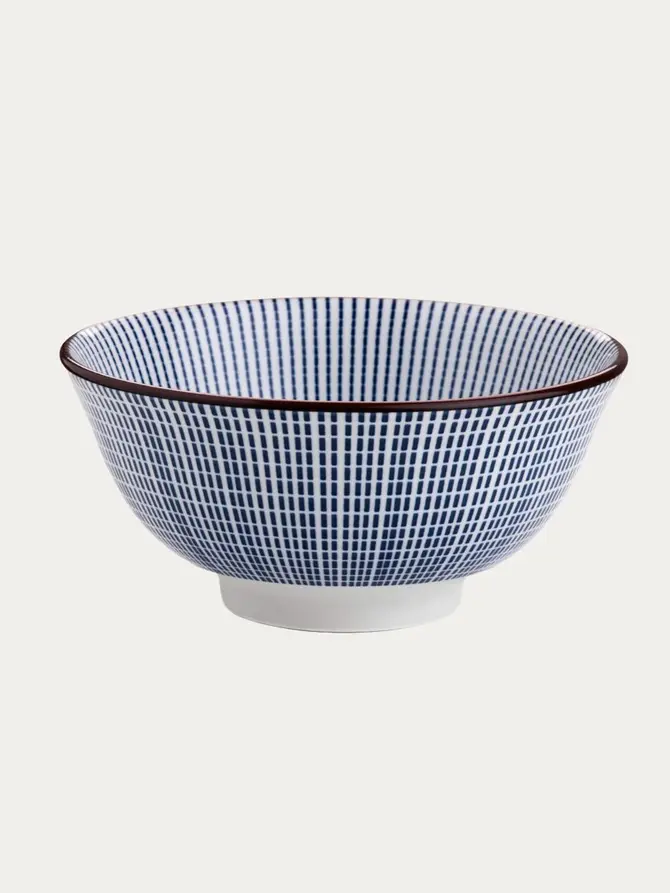 Miska NAVIA porcelanowa granatowa z brązową obwódką 15 cm