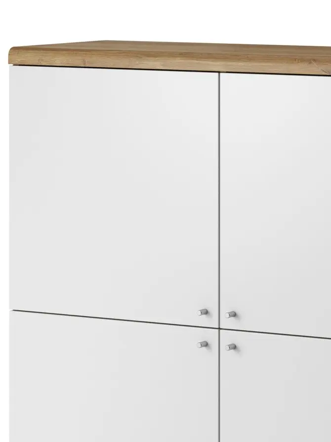 Komoda PRIMO dąb riviera biały 107x40x134 cm