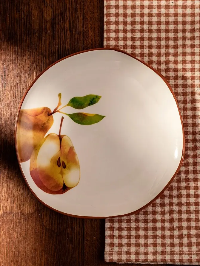 Talerz SKORD porcelanowy deserowy z gruszkami 20 cm