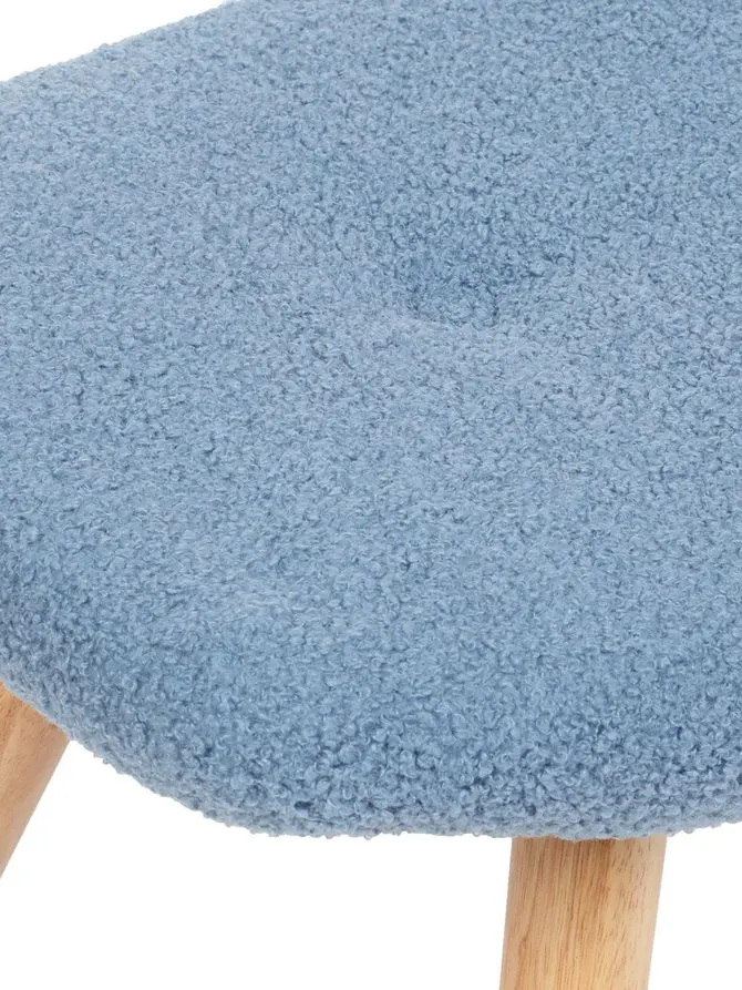 Podnóżek MOSS TEDDY BOUCLE w tkaninie TEDDY niebieski 61x41x38 cm