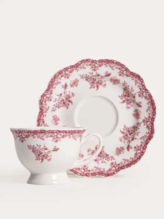 Filiżanka ze spodkiem LOURRY porcelanowa czerwona 0,08 l