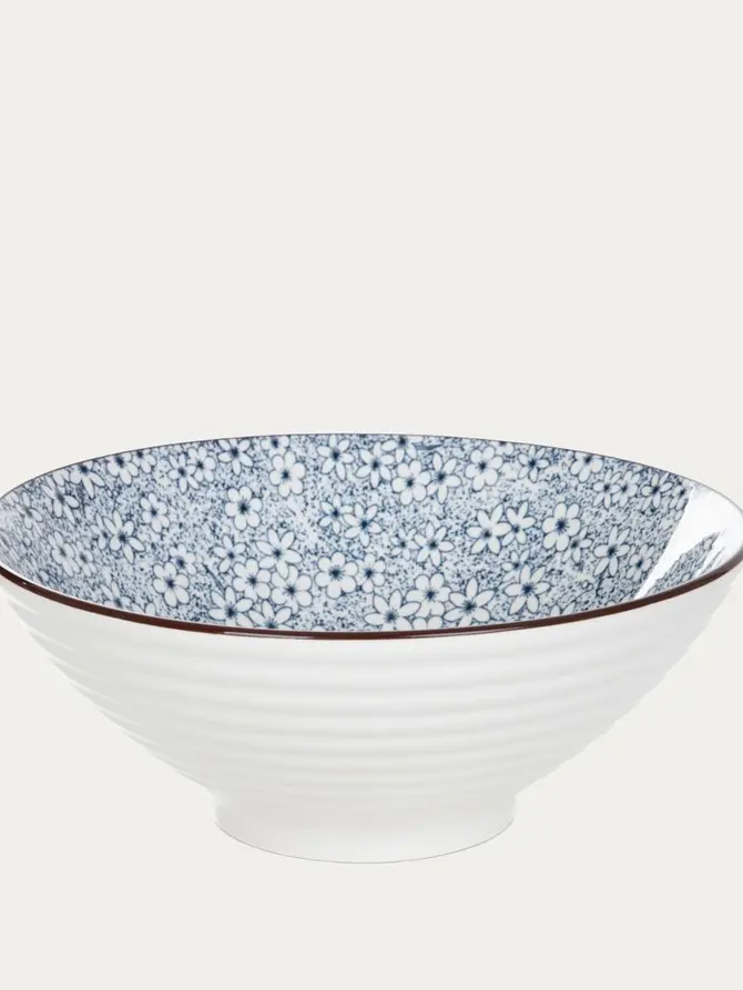 Miska SALADO porcelanowa w kwiaty z brązowym rantem 20,5 cm