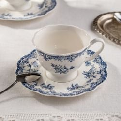 Filiżanka ze spodkiem LOURRY porcelanowa granatowa 0,2 l